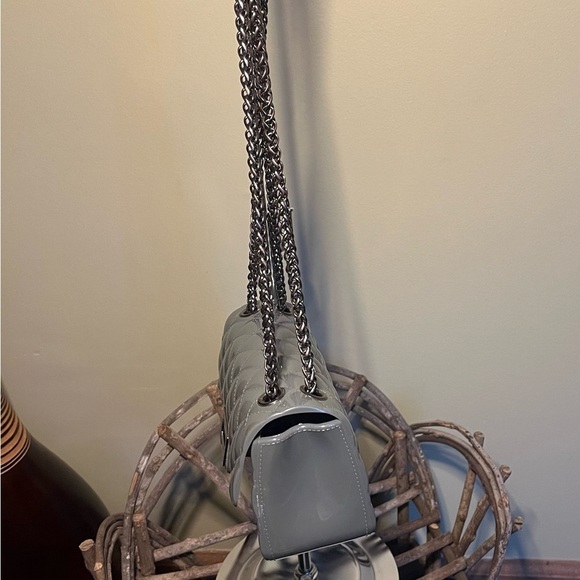 Macy's Gray Quilt Look PVC Shoulder Crossbody Bag - Picture 5 of 9